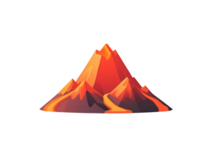 A vibrant, stylized mountain with sharp peaks and flowing lines, showcasing a gradient of warm colors. png