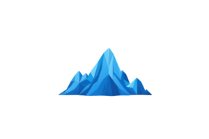 A stylized blue mountain range with sharp peaks and angular shapes, representing a modern, artistic interpretation of mountainous terrain. png