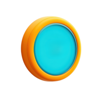 A circular object featuring a bright turquoise surface encircled by an orange rim. png