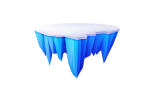 A floating ice formation with sharp, blue-tinted edges and a smooth, white surface on top. png