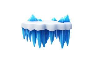 A stylized ice formation with sharp blue peaks and a smooth white cap, resembling a floating glacier. png