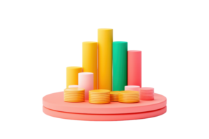 A collection of colorful cylindrical shapes arranged on a circular base, showcasing varying heights and sizes. png
