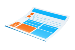 A colorful document featuring various sections and placeholders designed for layout purposes. png