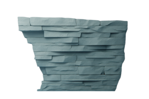 A stack of textured, layered stone blocks arranged in a modern style, showcasing a cool color palette and geometric design. png