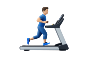 A person is running on a treadmill, showcasing fitness and exercise in a dynamic pose. png