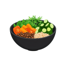A colorful bowl filled with fresh vegetables, including lettuce, carrots, cucumbers, and beans, emphasizing a healthy and vibrant meal. png