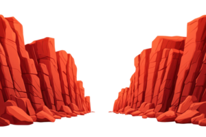 A pair of towering red rock formations create a dramatic corridor, showcasing their rugged texture and bold color. png