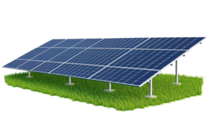 A solar panel array positioned on a grassy base, designed for harnessing solar energy. png
