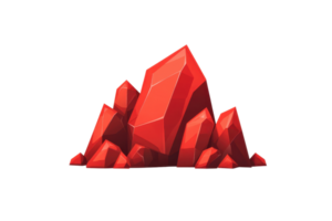 A cluster of angular, vibrant red crystals, showcasing sharp edges and varying heights. png