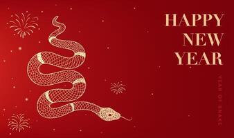 Spring Festival background design celebrates the Year of the Snake with golden snake elements vector