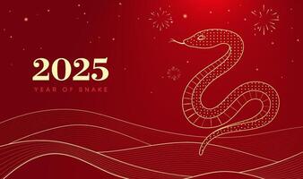 Spring Festival background design golden linear wave and golden snake vector