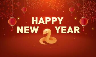 Spring Festival background design to celebrate the Year of the Snake slogans and fireworks vector