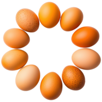 A Beautiful Array of Fresh Organic Eggs in Various Shades Arranged in a Circular Pattern png