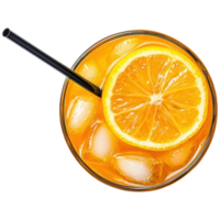 Refreshing Citrus Beverage with Ice and a Slice of Orange Perfect for Summer Days png