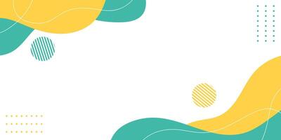 Flat Background White with Green and Yellow liquid shape vector