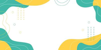 Flat Background White with Green and Yellow liquid shape vector