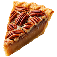 Deliciously Rich Pecan Pie Slice with Crunchy Nut Topping Capturing a Sweet Indulgence png
