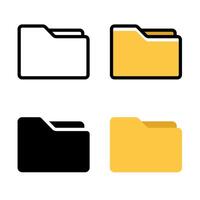 Folder icon set. Suitable for document storage and file management. Outline folder symbol. vector