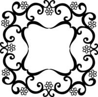 Beautiful black frame decorated with an openwork floral pattern on a white background vector