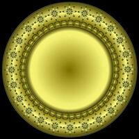 Round abstract gold pattern on black background vector