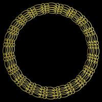 Round frame in the form of a gold chain on a black background vector