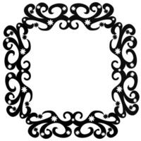 Black rectangular frame decorated with a white floral pattern vector