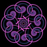 Round abstract purple pattern on black background vector