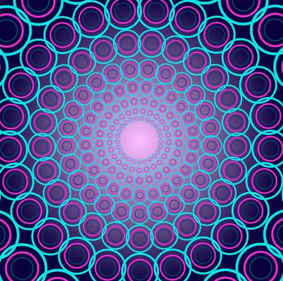 Abstract background of blue and pink colors in the form of a pattern of concentric circles