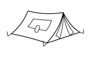 Doodle tent in black outline. Clip art for your projects. vector