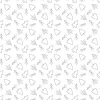 Seamless pattern with conifers. Doodle black outline illustration. vector