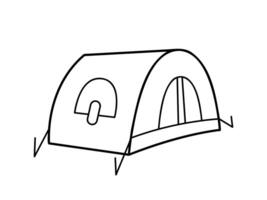 Hand drawn tent in black outline. Clip art for your projects. vector