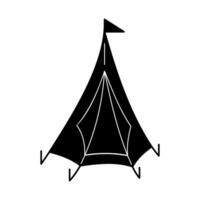 A tent with flag in black and white colors. Clip art for your projects. vector