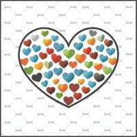 Minimalist Heart Icon Black Border with Multiple Hearts Design. vector