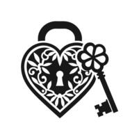 Heart-Shaped Key with Cross Text Romantic Icon Design. vector