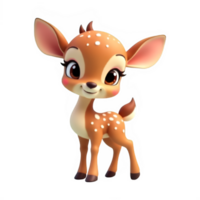 A heartwarming 3D cartoon style image of an adorable fawn png