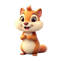 a vibrant and adorable 3D cartoon style image of a chipmunk png