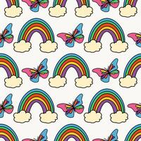 This is a beautifully crafted and colorful design featuring a rainbow and butterfly pattern vector