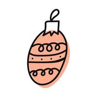 Christmas Tree Cone with Simple Pattern and Pink Spot in Doodle Style vector