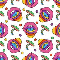 Discover the vibrant world of Colorful Pop Art Lips with diverse, eyecatching patterns vector