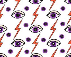 Pattern of eyes and lightning bolts on a white background vector