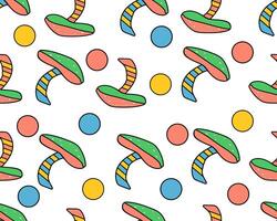 Colorful mushrooms and circles form a seamless pattern on white vector
