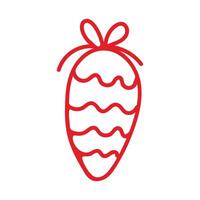 Illustration of a Christmas tree cone in the style of doodles with a red outline on a white background vector