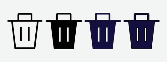 Trash Icon. Dustbin Icon Set. Wastebasket. Trash Can Icon. Delete Icon. vector