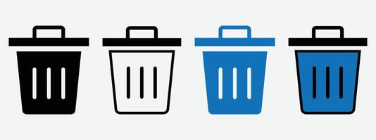 Trash Icon. Dustbin Icon Set. Wastebasket. Trash Can Icon. Delete Icon Vecto Illustration. vector