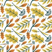 Autumn Leaves Seamless Pattern in Modern Minimalistic Flat Style. vector