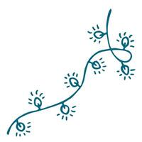 Garland with Light Bulbs for Decoration of Christmas Tree in Hand Drawn Doodle Style vector