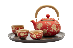 Chinese new year tea ceremony set isolated png