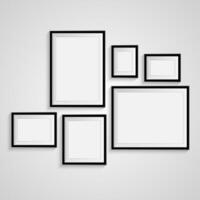 A set of black frames on a wall vector