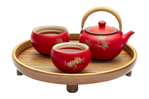 Chinese new year tea ceremony set on png