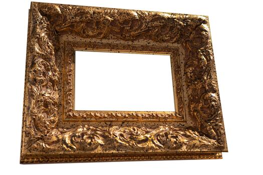 Empty frame for a picture or photo. Isolate with place for text. Frame isolated on white background. Layout template photo